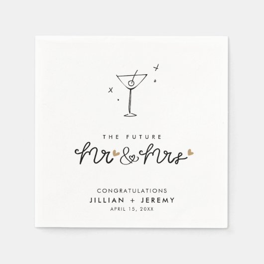 Martini Engagement Party Mr. en Mrs. Napkins Servet (Voorkant)