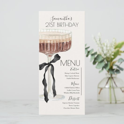 Martini Espresso Birthday "Tini Bit Older" Menu (Staand voorkant)