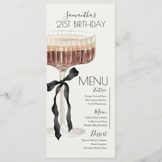 Martini Espresso Birthday "Tini Bit Older" Menu (Voorkant)
