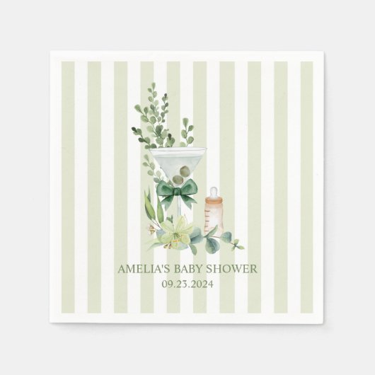 Martini Espresso groen genderneutraal baby shower Servet (Voorkant)