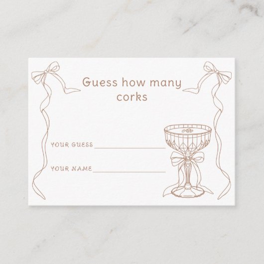 Martini Espresso Hoeveel kurken Bruids spel Informatiekaartje (Voorkant)