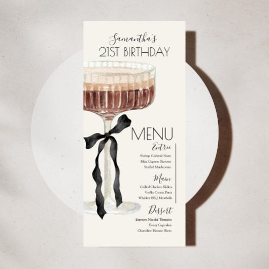 Martini Espresso Verjaardagsmenu "Tini Bit Older" Menu