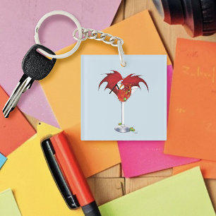 Martini Fantasy Red Dragon Business Logo Sleutelhanger