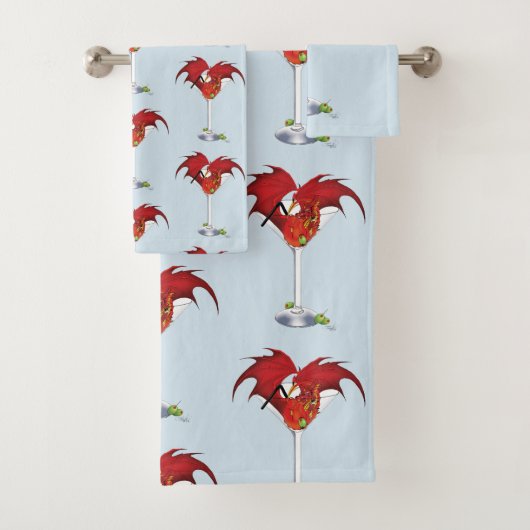 Martini Fantasy Rode Draak Bad Handdoek (Insitu)
