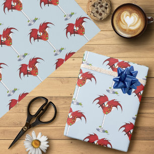 Martini Fantasy Rode Draak Cadeaupapier
