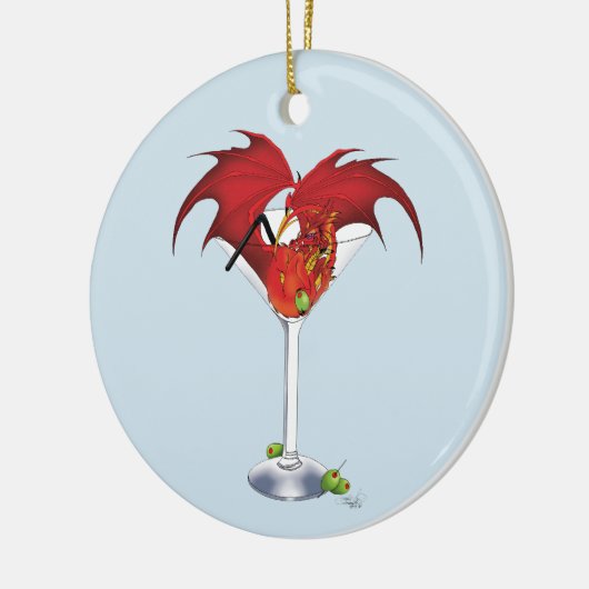 Martini Fantasy Rode Draak Keramisch Ornament (Links)