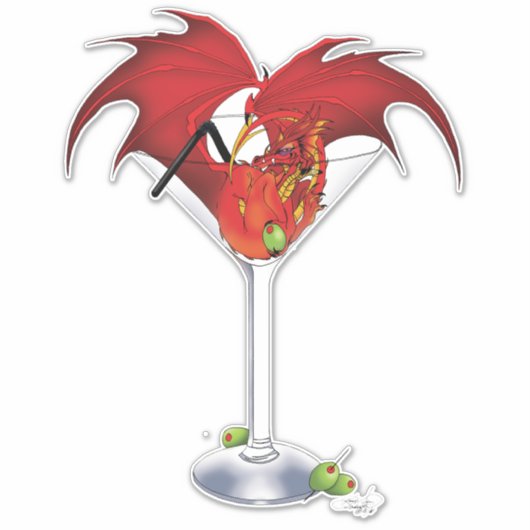 Martini Fantasy Rode Draak Sticker (Voorkant)