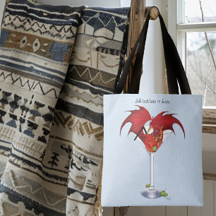 Martini Fantasy Rode Draak Tote Bag
