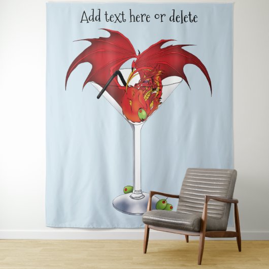 Martini Fantasy Rode Draak Wandkleed (In situ)