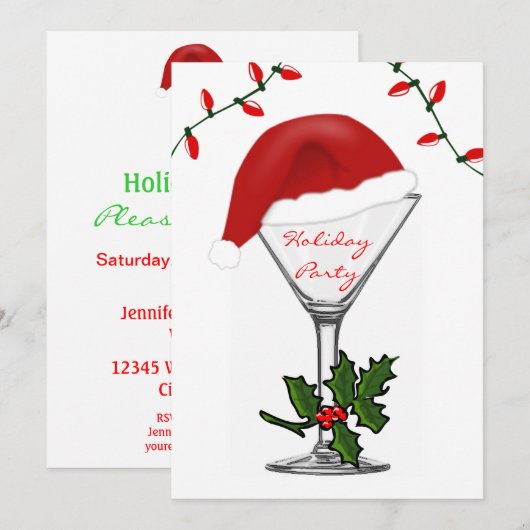 Martini Festive Modern Kerstfeestdag Kaart (Voorkant / Achterkant)