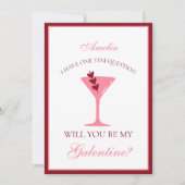 Martini Galentine's Day Esthetisch Rood en Roze Kaart (Voorkant)