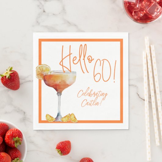 Martini Glas 60e Verjaardag Papier Servet (Insitu)