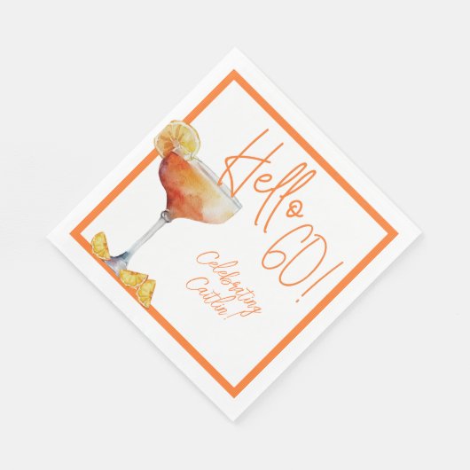 Martini Glas 60e Verjaardag Papier Servet (Hoek)