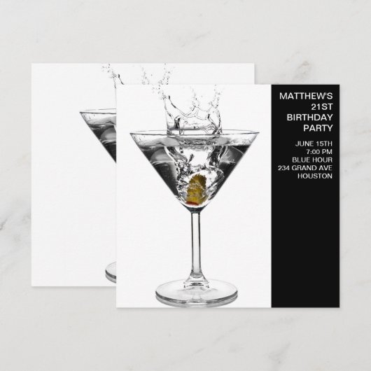 Martini glas betekent verjaardagsfeestje kaart (Voorkant / Achterkant)