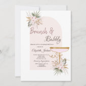 Martini Glas Boho Bloemen Brunch & Bubbels Kaart (Voorkant)