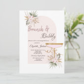 Martini Glas Boho Bloemen Brunch & Bubbels Kaart (Staand voorkant)