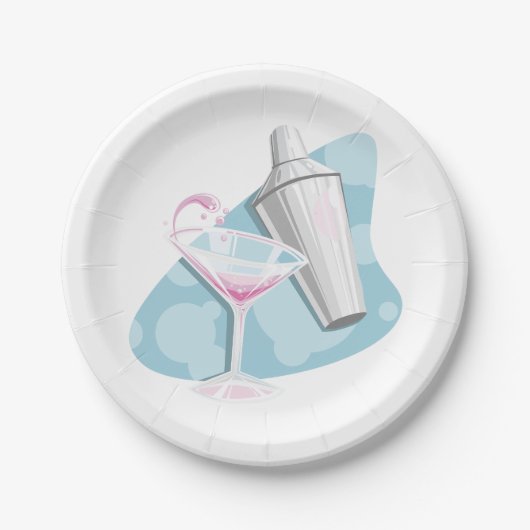 Martini glas en Shaker Papieren Bordje (Voorkant)