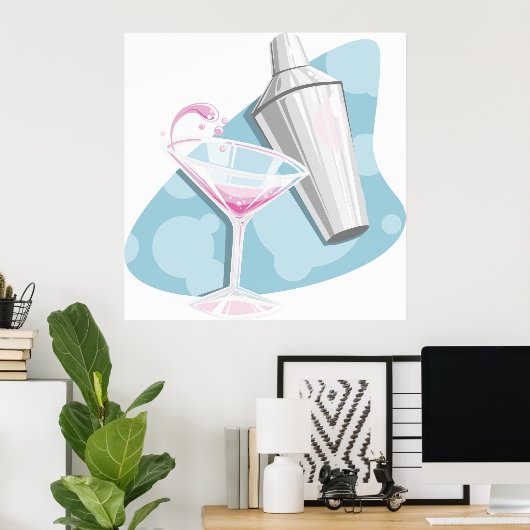 Martini glas en Shaker Poster (Thuiskantoor)