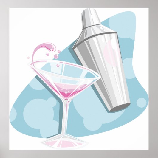 Martini glas en Shaker Poster (Voorkant)