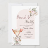 Martini Glas Hart Boho Bloemen Brunch & Bubbly Kaart (Voorkant)