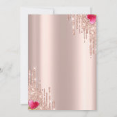Martini Glas Hart Druppels Bloemen Roze Goud Kaart (Achterkant)