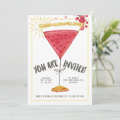 Martini Glas Kerstmis Cocktail Party Kaart (Staand voorkant)