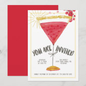 Martini Glas Kerstmis Cocktail Party Kaart (Voorkant / Achterkant)