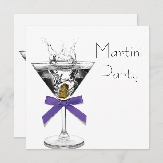 Martini Glas Paarse Martini Feest Uitnodigingen (Voorkant / Achterkant)