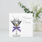 Martini Glas Paarse Martini Feest Uitnodigingen (Staand voorkant)