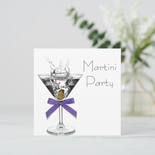 Martini Glas Paarse Martini Feest Uitnodigingen (Staand voorkant)