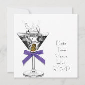 Martini Glas Paarse Martini Feest Uitnodigingen (Achterkant)