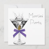Martini Glas Paarse Martini Feest Uitnodigingen (Voorkant)