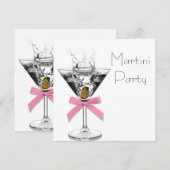 Martini Glas Roze Martini Feest Kaart (Voorkant / Achterkant)