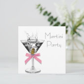 Martini Glas Roze Martini Feest Kaart (Staand voorkant)