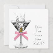Martini Glas Roze Martini Feest Kaart (Achterkant)