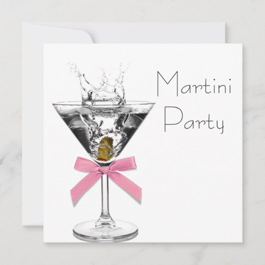 Martini Glas Roze Martini Feest Kaart (Voorkant)