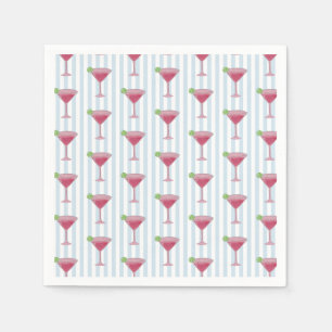 Martini glas schilderen blauw gestreept maritiem servet