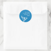 Martini glas silhouet adres label (blauw) (Tas)