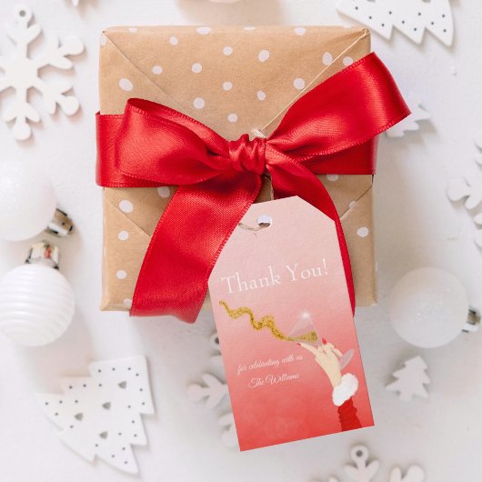 Martini Glas Spilling Kerstmis Glitter Party Cadeaulabel