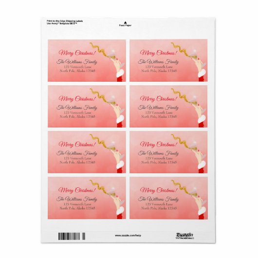 Martini Glas Spilling Kerstmis Glitter Party Etiket (Full Sheet)