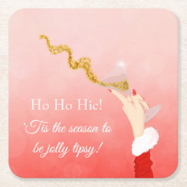 Martini Glas Spilling Kerstmis Glitter Party Kartonnen Onderzetters