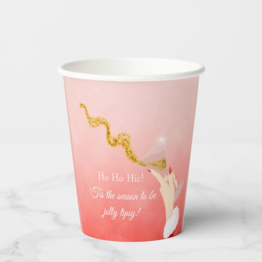 Martini Glas Spilling Kerstmis Glitter Party Papieren Bekers (Achterkant)