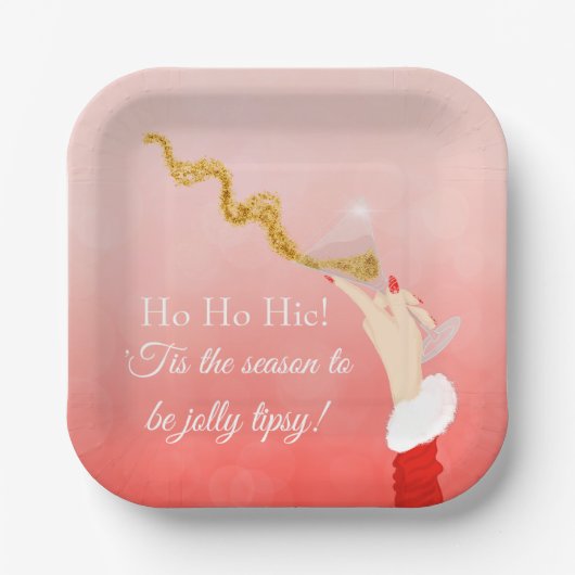 Martini Glas Spilling Kerstmis Glitter Party Papieren Bordje (Voorkant)