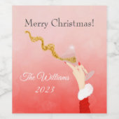 Martini Glas Spilling Kerstmis Glitter Party Wijn Etiket (Enkel label)