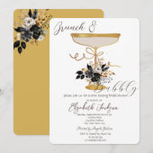 Martini Glas Zwart Rozen Brunch & Bubble Kaart (Voorkant / Achterkant)