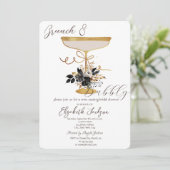 Martini Glas Zwart Rozen Brunch & Bubble Kaart (Staand voorkant)