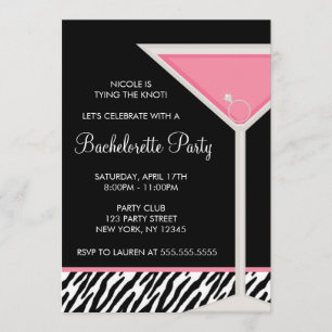 Martini Glass and Diamond Ring Bachelorette Party Kaart