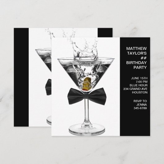 Martini Glass betekent elk verjaardagsfeestje Kaart (Voorkant / Achterkant)