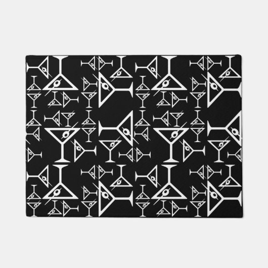 Martini Glass Design Retro Martinis Pattern Black Deurmat (Voorkant)