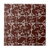 Martini Glass Design Retro Martinis Pattern Brown Tegeltje (Voorkant)